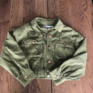 Zara Olive Green jean jacket